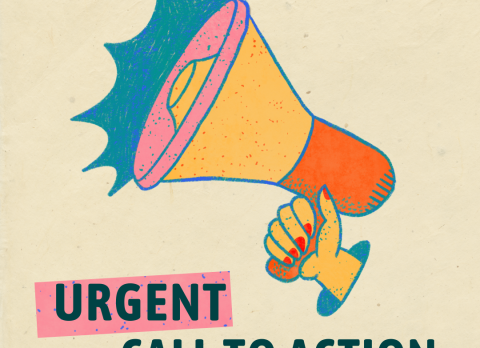 Pink Blue Yellow Megaphone Urgent Call To Action Instagram Post