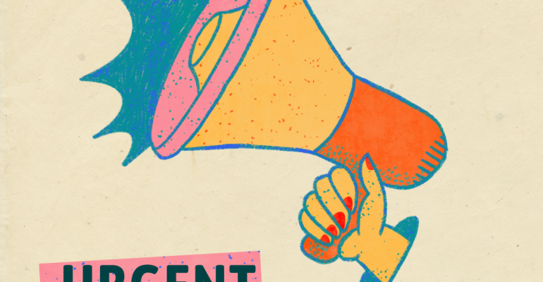 Pink Blue Yellow Megaphone Urgent Call To Action Instagram Post